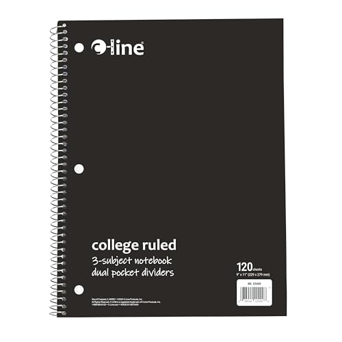 C-Line 3-Subject Notebook, College Ruled, 1 Notebook, Color May Vary (22400)