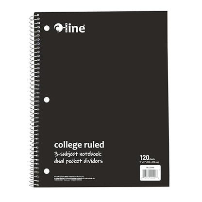 C-Line 3-Subject Notebook, College Ruled, 1 Notebook, Color May Vary (22400)