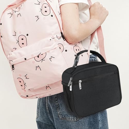 Kids Lunch Box for Boys Girls Lunch Bag Insulated Durable Lunchbox Children Lunch Tote Bag for School Black - color: Black