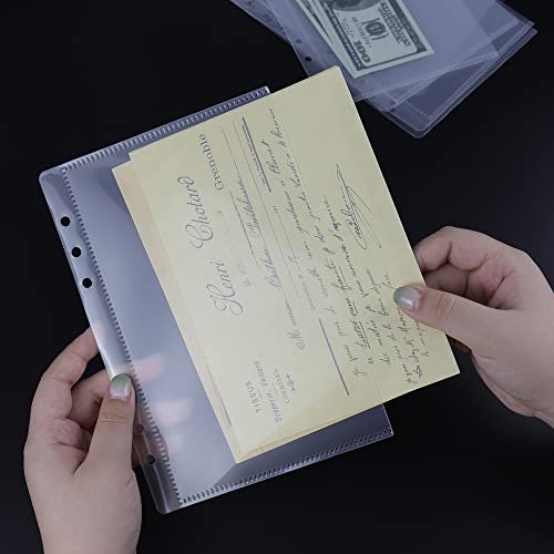 A5 Clear PP Cash Envelopes 2 Set 6 Tabs Binder Pockets Dividers 12 Sheets Budget Zipperless 6 Hole Loose Leaf Index Envelopes for 6 Ring Binder Money Bills Organizer (A5) - size: A5