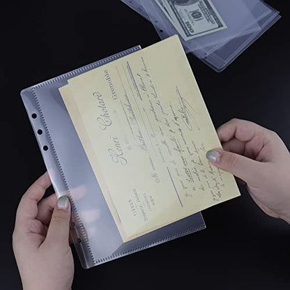 A5 Clear PP Cash Envelopes 2 Set 6 Tabs Binder Pockets Dividers 12 Sheets Budget Zipperless 6 Hole Loose Leaf Index Envelopes for 6 Ring Binder Money Bills Organizer (A5) - size: A5