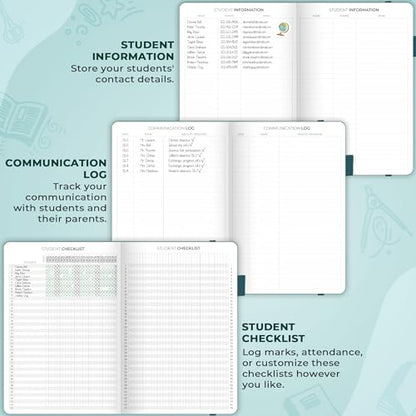 Clever Fox Teacher Planner, School & Homeschool Book, B5 Size Aquamarine | Undated, 7x10, lay-flat binding, heavy-duty hardcover, teacher lesson weekly & daily planner, homeschool supplies - color: Aquamarine, size: Smaller than A4 (7″ x 10″)