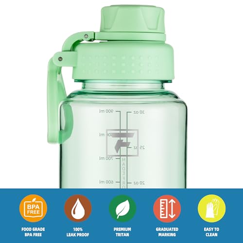 Fanhaw 32 oz Clear BPA-Free Tritan Water Bottle with Fast-Flow Spout Lid, BPA-Free & Leak-Proof Wide-Mouth Reusable Bottle for Gym, School & Office, Back to School Essentials (Glow Green) - color: Glow Green, style: 32 Ounces