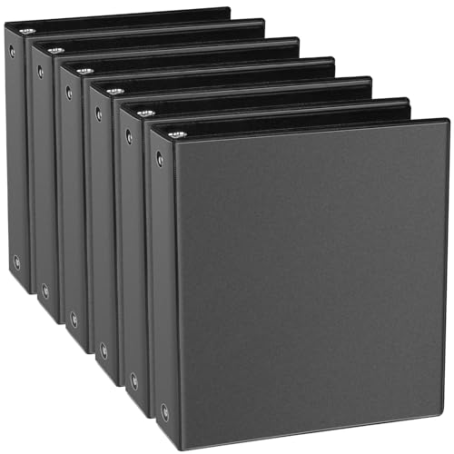 CIXILDTS 1.5-inch Round Ring Binder, 1-1/2" 3 Ring Binder Fit Letter Size Paper, Presentation View Binders, Black, 6-Pack - color: Black, size: 1.5", style: 6-Pack