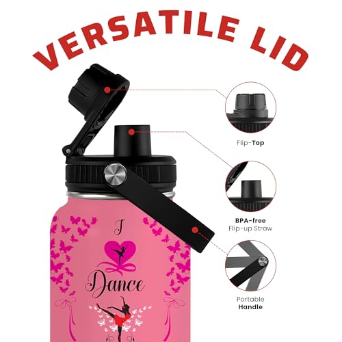 Dancer Water Bottle for Girls Women - 32oz Dance Ballet Stainless Steel Water Bottle - Cute Dancer Insulated Cup - Pink Ballerina Tumbler for Sports, Travel - color: Dancer