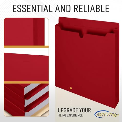 Red File Jackets, 2 Inch Expansion, Letter Size, Reinforced Straight-Cut Tab, 6 Pack - color: Red, style: 2 Inch Expansion