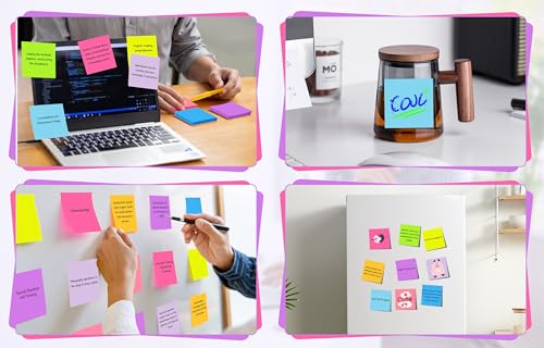 3x3 Sticky Notes 36 Pads, 9 Bright Colors Self-Adhesive Memo Pads, Strong Adhesive, Perfect for Office Desk, Home Reminders, School, Notebooks - color: Bright Color