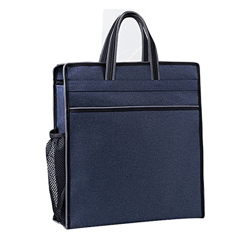 Oxford Zippered Document Bag with Handle File Tote Bag Pouch for Carrying Paper Files Books Filing Folder 1 Pack (Blue) - color: Blue