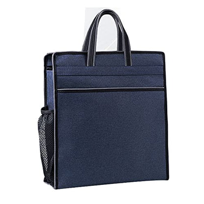 Oxford Zippered Document Bag with Handle File Tote Bag Pouch for Carrying Paper Files Books Filing Folder 1 Pack (Blue) - color: Blue