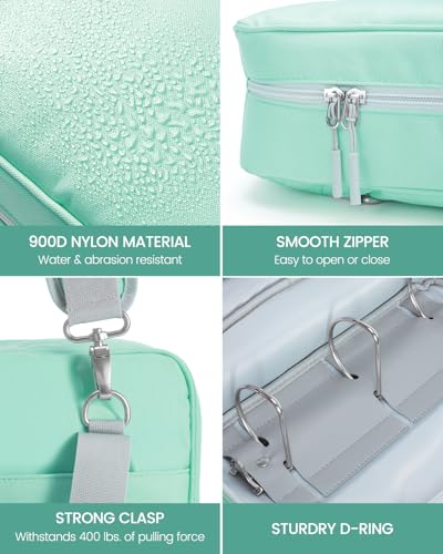 Realove 3 Inch 3 Ring Zipper Binder with Double Shoulder Strap & Handle - 3” D-Ring Binder with Zipper with Multi-Pocket (for 13” Laptop & Tablet and Smaller) for School-Light Blue(Pen not Included) - color: Light Blue