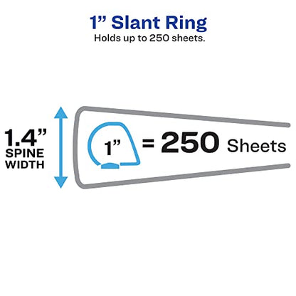 Avery Heavy-Duty View 3 Ring Binder, 1" One Touch Slant Rings, Holds 8.5" x 11" Paper, 1 Black Binder (05300) (Pack of 12) - size: 1" (Pack of 12)
