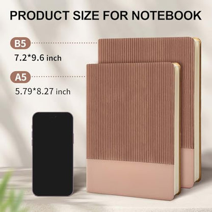Lined Journal Notebook for Work College Ruled Note Book 7.2"x9.6" B5 PU Leather Daily Journaling 160 Pages for Women Men Writing Home School Supplies Business (Dark Pink) - color: 02-Dark Pink-1pack, style: B5 Lined 160pages