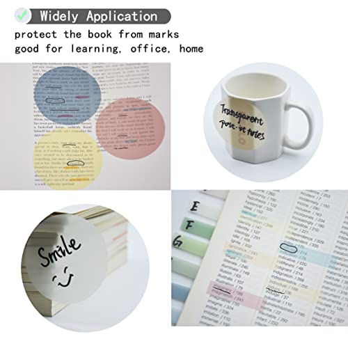 YOUDEFUL 800Pcs Transparent Sticky Notes, 2.76"x2.76" Clear Round Sticky Notes, Waterproof Translucent Sticky Note Pads for Books Annotation, Clear Post it Notes for Bible Study, School, Office - size: Round Morandi