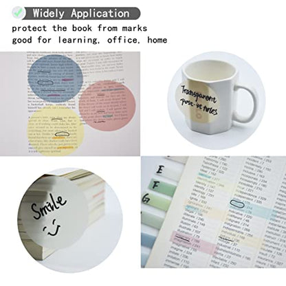 YOUDEFUL 800Pcs Transparent Sticky Notes, 2.76"x2.76" Clear Round Sticky Notes, Waterproof Translucent Sticky Note Pads for Books Annotation, Clear Post it Notes for Bible Study, School, Office - size: Round Morandi