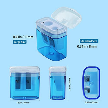 XYW 24 Pack Compact Dual-Hole Manual Pencil Sharpeners with Lid & Receptacle, Colorful Portable Handheld Sharpeners for School, Classroom, Home Office - color: 24 Pack