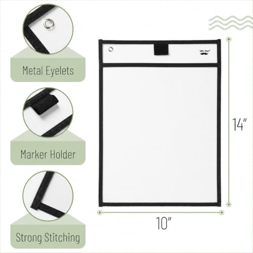 Mr. Pen- Large Reusable Dry Erase Pockets, 10.2" x 14", 12 Pack, Black | Clear Plastic Sheet Protectors, Teacher, School, Classroom Supplies - color: Black, size: 12 Pack