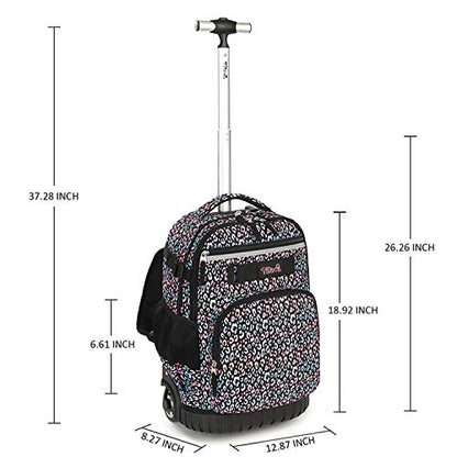 Tilami Rolling Backpack 18 inch Wheeled Backpack School College Student Travel Trip Boys and Girls - color: Colorful Leopard
