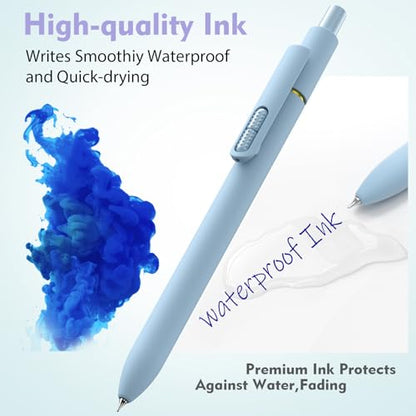 Hiacry 8 Pcs Gel Pens, 0.7mm Fine Point Blue Ink Pen | Smooth Writing-Quick Drying Fidget Pens, Note Taking, Journaling, School Office Supplies for Women & Men (Morandi 8Pcs) - color: Morandi Blue Ink -8pcs
