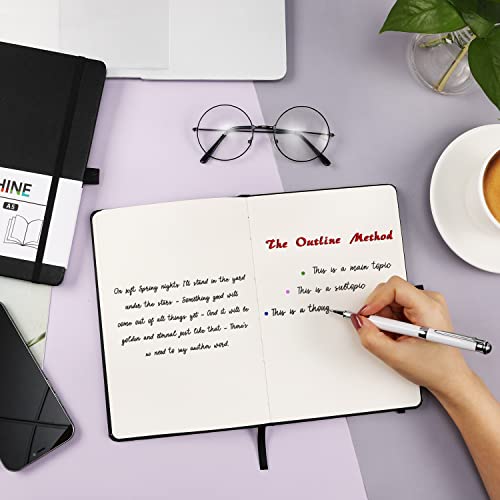 Blank Journal/Notebook - Classic Notebook/Journal with Ribbon Divider, Hardcover with Thick Paper, 5.7" x 8.4", Banded + Pen Holder +Inner Pocket - Black - color: Black, size: Unruled