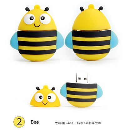 5X8GB Cute Animals USB Flash Drive with Chain Bee Fox Owls Penguin Pen Drive Gifts for School Kids and Students Valentine's Day Gift (Pack of 5 Animals) - color: 5xAnimals, size: 8GB