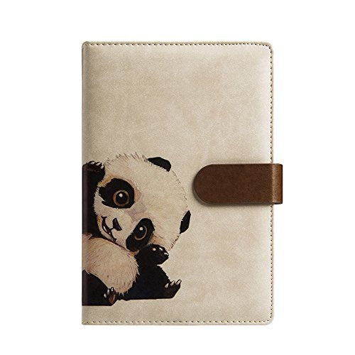 ToiM A6 Cute Simple Binder Hand Books for Diary PU Leather Journal Writing Notebook Loose Notebook Handbook Notepad Business Hand Books Great Stationery (Panda) - color: Panda