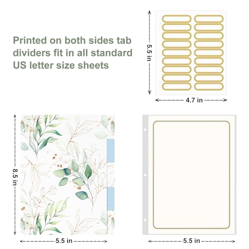 Rouidr Mini 3 Ring Binder with Clipboard, 1 inch Round 8.5 x 5.5 in Cute Binders Organizer with 5 Dividers Tabs & Clear Sleeves, School Supplies, Office Supplies, Leaves - color: Leaves, size: Mini 1in(8.5 x 5.5 in)