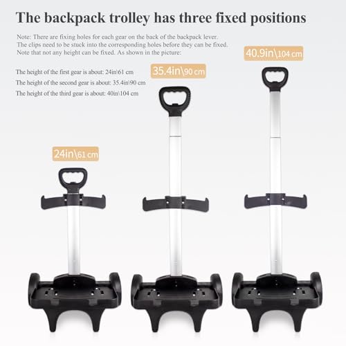 Backpack Trolley Wheeled Cart with Edge Guard Base Noiseless Big Wheels Aluminium Alloy Folding Hand Truck with Luggage Strap for Universal Backpacks Luggage cart for Teenagers,Adults,School,Travel - size: Noiseless Large Wheels with Edge Guard