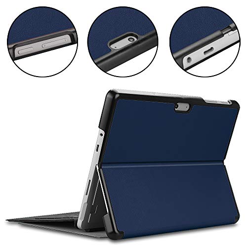 Gylint Case for Surface Go 4 2023 /Go 3 2021 /Go 2 2020 /Surface Go 2018, Slim Fit Leather Smart Case Cover with Pencel Holder for Microsoft Surface Go Navy Blue - color: Navy Blue