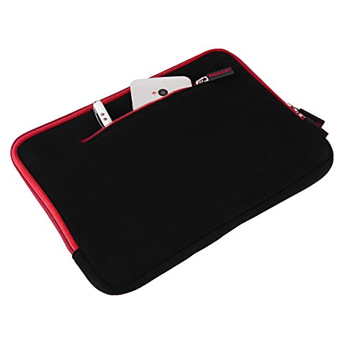 Thick Cushion Padding Scratch Water Resistant Accessory Pocket 13 inch Laptop, Chromebook Sleeve Bag - color: Black Red