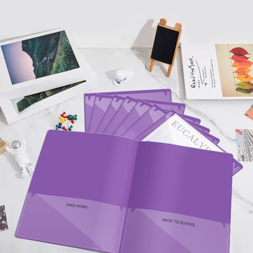 Henoyso 48 Pcs Plastic Take Home Folders with 2 Pockets Parent Teacher Classroom Communication Homework Folder for Students Parent Teacher Connector(Purple) - color: Purple