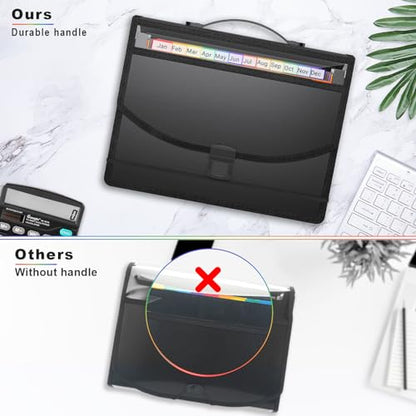 25 Pockets Accordion File Organizer with Handle,Expanding File Folder for Paper/Document/Bill,Portable Filing Box,Visible Window,Quick Search,Expandable Bottom,Large Capacity,A4/Letter Size - size: 25-Pockets