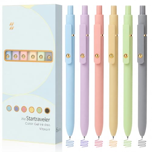 FIOVER Colored Pens, 6 Pack Colorful Gel Pens, Quick-Dry 0.7mm Medium Point for Journaling, Note Taking, Doodling, Aesthetic Office School Supplies, Gifts for Women Men(Multiple Colors) - color: Multiple Colors