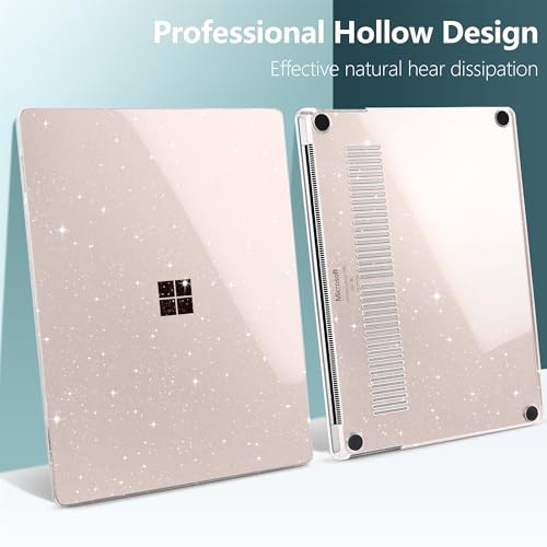Batianda Glitter Case for Surface Laptop 13.8 Inch 2024-2026, Starlight | Fits Surface Laptop 7th/8th for Business, Subtle Glitter Mist Finish, 1.2mm Lightweight Ultra-Slim Hard Shell 4-in-1 Bundle - color: Starlight