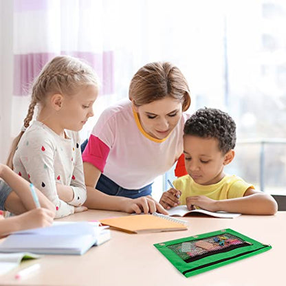 IKAYAS 3 Pack Pencil Pouch for 3 Ring Binder with Zipper, Pouch Bags for Classroom, Storing School Supplies, Green - color: Green