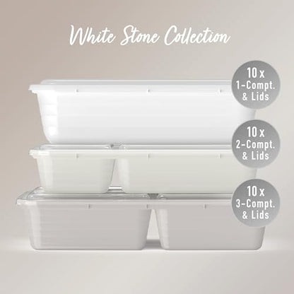 Bentgo Prep 60-Piece Meal Prep Kit - Reusable PFAS & BPA-Free Food Containers, 1-Compartment, 2-Compartment, & 3-Compartments - Microwave, Freezer, & Dishwasher Safe (White Stone) - color: White Stone