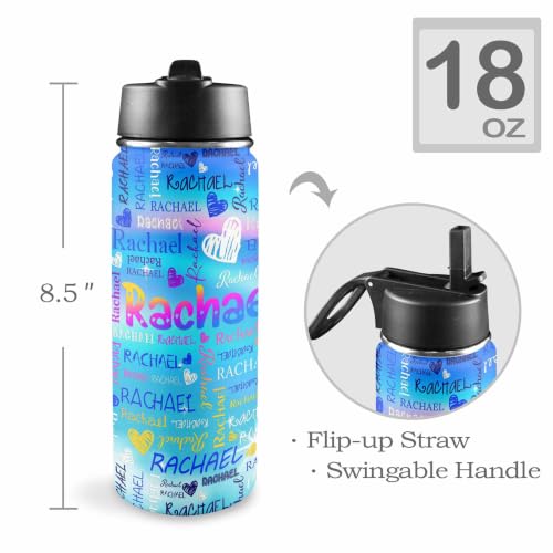 MyPupSocks Personalized Water Bottle for Kids, Customized Water Bottle for Girls & Boys School, Custom Name Stainless Steel Water Bottle, 18oz Insulated Leak Proof Kids Cup with Straw Lid - color: Color 93