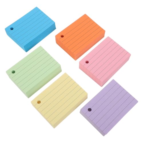 Totority 600pcs Colored Flashcards with Holes, Standard Size Ruled Index Cards, Smooth Writing Surface, Resist Curling Paper for Exams and On-the-, Compatible with Index Card Boxes