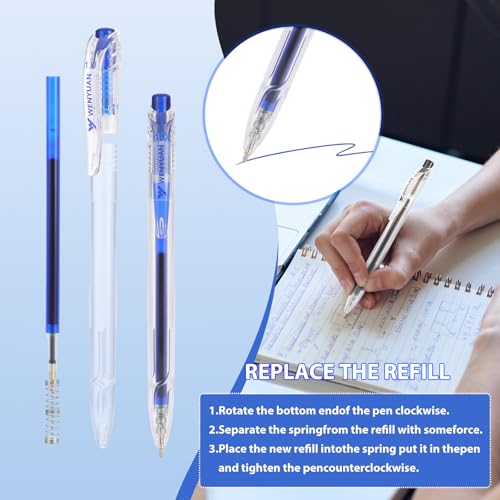 WY WENYUAN Gel Pens Set, 12 Pack Retractable Quick Dry Pens with Black Red Blue Ink, 1.0mm Smooth Writing Gel Pens for Teachers, Note Taking, Journaling, School & Office Supplies - color: Red&Black&Blue