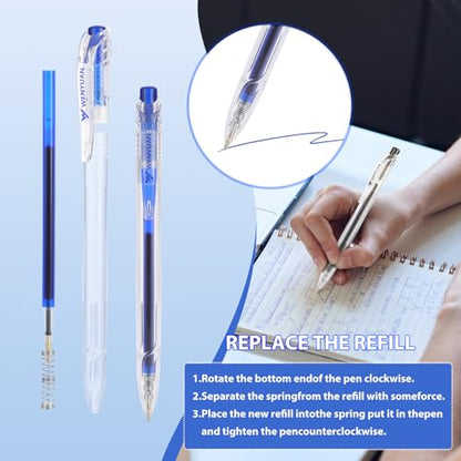 WY WENYUAN Gel Pens Set, 12 Pack Retractable Quick Dry Pens with Black Red Blue Ink, 1.0mm Smooth Writing Gel Pens for Teachers, Note Taking, Journaling, School & Office Supplies - color: Red&Black&Blue