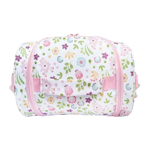 Insulated Kids Double Decker Lunch Bag Tote Pack for Girls Boys Toddler Kindergarten School Picnic Food Cooler Hot Water Ice with Strap Floral - color: Cute Flowers