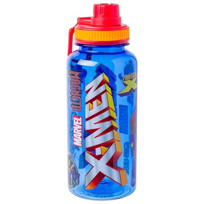 Silver Buffalo Marvel X-Men Jubilee Sentinels, Plastic Water Bottle, 32oz | Storm, Jean Grey, Rogue, Wolverine, Magneto, Cyclops, Beast, Twist Spout, Stickers, You Stick Yourself, Professor X - color: X-Men