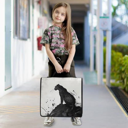 3 Ring Zipper Binder Black Leopard Binders Bag with Shoulder Strap 500 Sheets Paper Organizer Trapper Keeper Documents Storage File Folder for School Office - color: A931