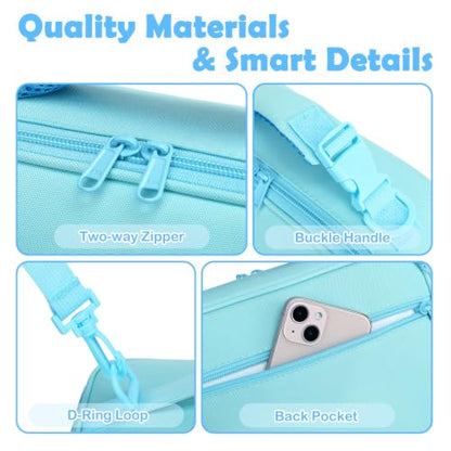 FlowFly Kids Lunch Bag, Durable Insulated School Lunch Box with Shoulder Strap and Bottle Holder, Water-resistant Thermal Small Lunch Cooler Tote for Teen Boys & Girls,Light Blue - color: Light#Blue