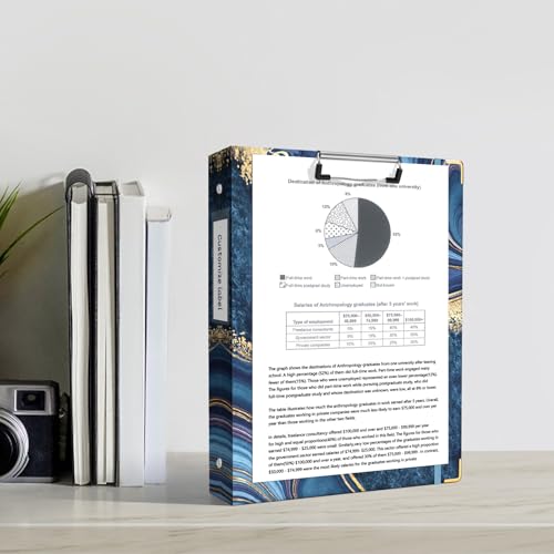 Ospelelf 3 Ring Binder, 1 Inch, Cute Letter Size (11" x 8.5") with 5 Tab Dividers, File Folder Labels and Low Profile Clipboards, Blue Marble - color: Blue Marble, size: 1in（Letter Size）