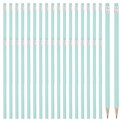 PATIKIL Round Pencils, 36 Pack Triangle HB Graphite Pencil Woodcase Wooden Pencils with Eraser for Classroom Office Writing Drawing Supplies, Light Green - color: Light Green
