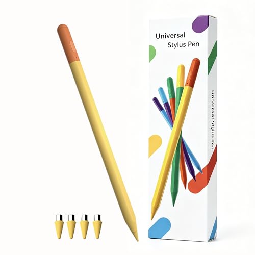 Active Pen for Samsung Galaxy Tab A11, A11+, A9, A9+, A8, A7 Lite, Capacitive Stylus for Samsung Tablet Android Touchscreens, High Precision Digital Pen with 4X Tips/Nibs (Yellow) - color: Yellow