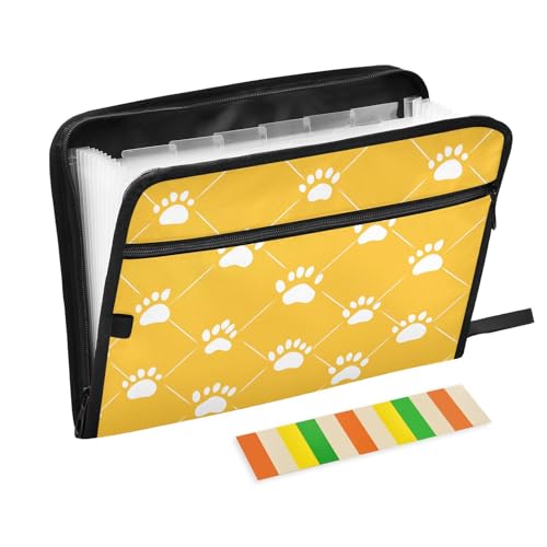 Dog Paw Print Expanding File Pocket Folder Organizer Accordion File Organizer 13 Pockets Expanding File Folders Portable Bill Receipt Organizer - color: Dog Paw Print