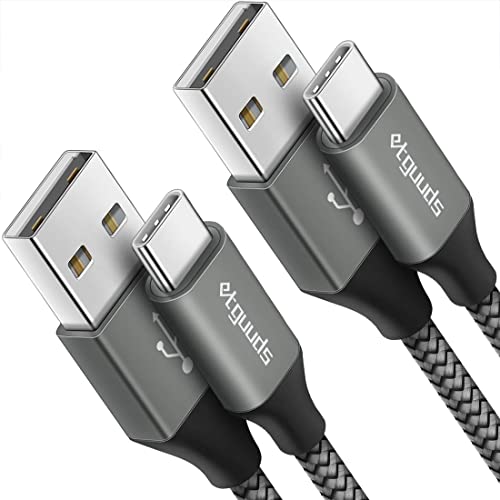 etguuds USB A to USB C Cable 6ft, 2-Pack, 3A Fast Charging Type C Charger Cord for iPhone 17 16 15 Pro Max 16e 17 Air, Samsung Galaxy S25 S24 S23 S22 S21 S20 A17 A16 A56 A55 Flip Fold, Gray - color: Gray, size: 6ft