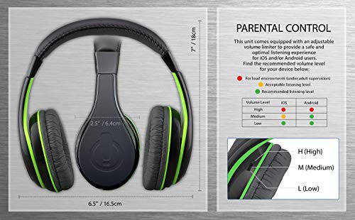 eKids Headphones for Kids, Wired Headphones for School, Home or Travel, Tangle Free Stereo Earphones with Parental Volume Control, Connect via 3.5mm Jack - color: Black