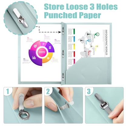 Plastic Folders with Pockets and Prongs (Pastels,6 Pack),Fit Letter Size Paper,Business Card Slot,2-Pocket Folder for School Office or Home,Durable Acid-Free Poly,Back to School Supplies Bulk